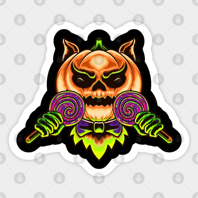 Scary Pumpkin Candy Halloween Sticker by RichoIrvansyah
